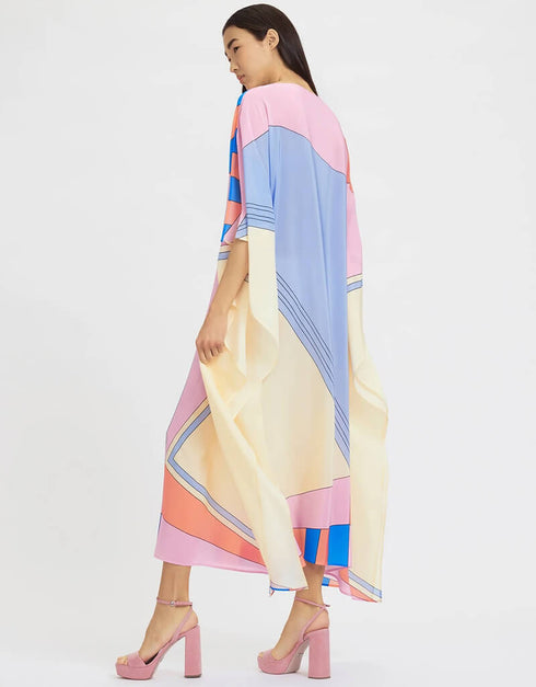 Beige And Violet Latest Soft Silk Crepe Kaftan womens kaftan